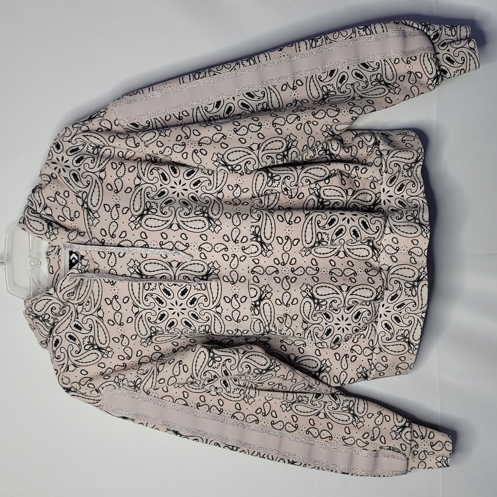 Vintage Converse hooded hoodie paisley light pink black sweatshirt sz Medium